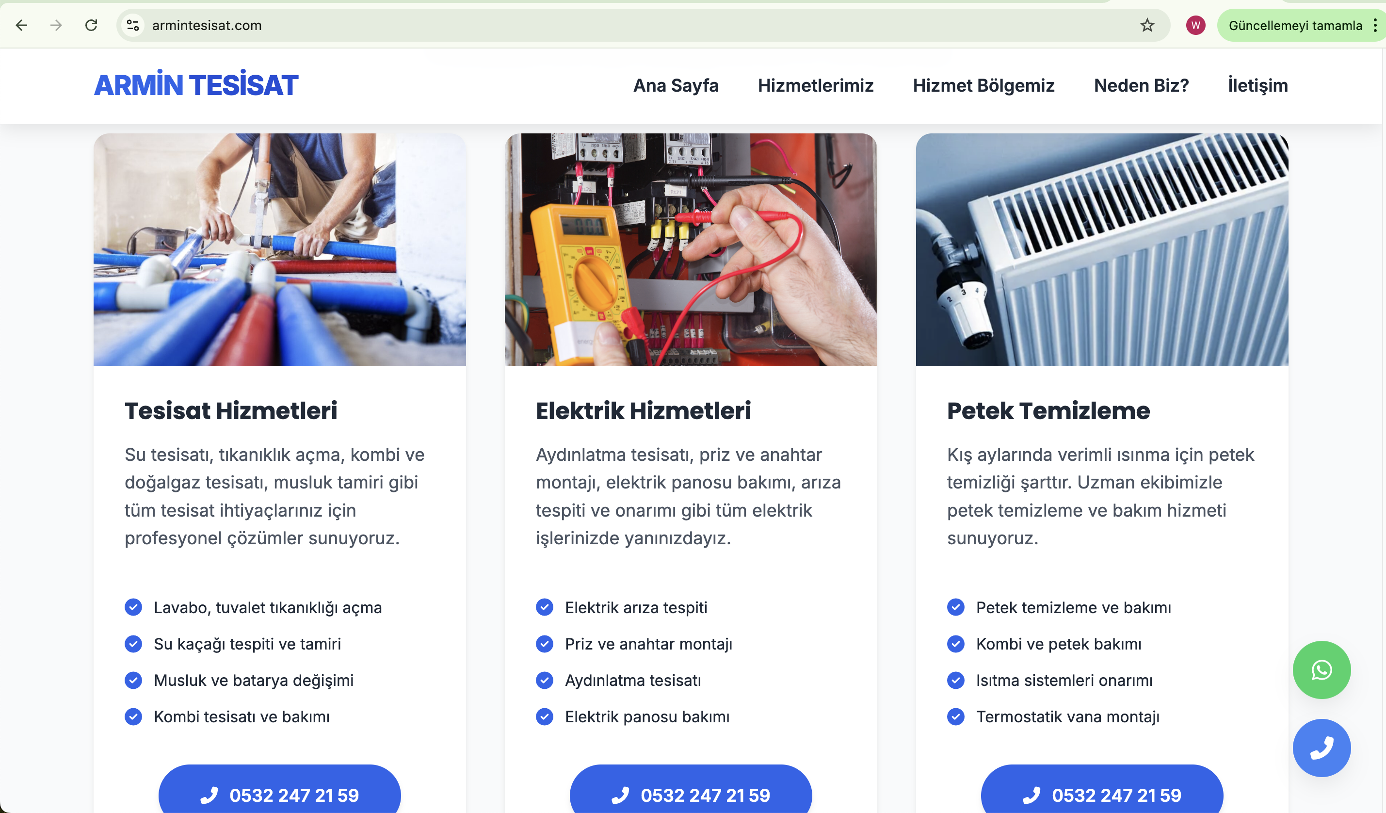 Armin Tesisat Web Sitesi - Tesisat ve ısıtma soğutma sistemleri