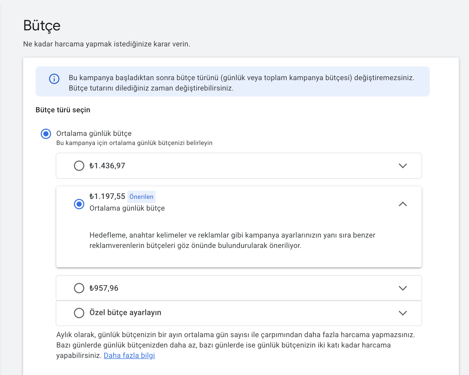 Google Ads ortalama günlük bütçe belirleme - kampanya bütçesi ayarı