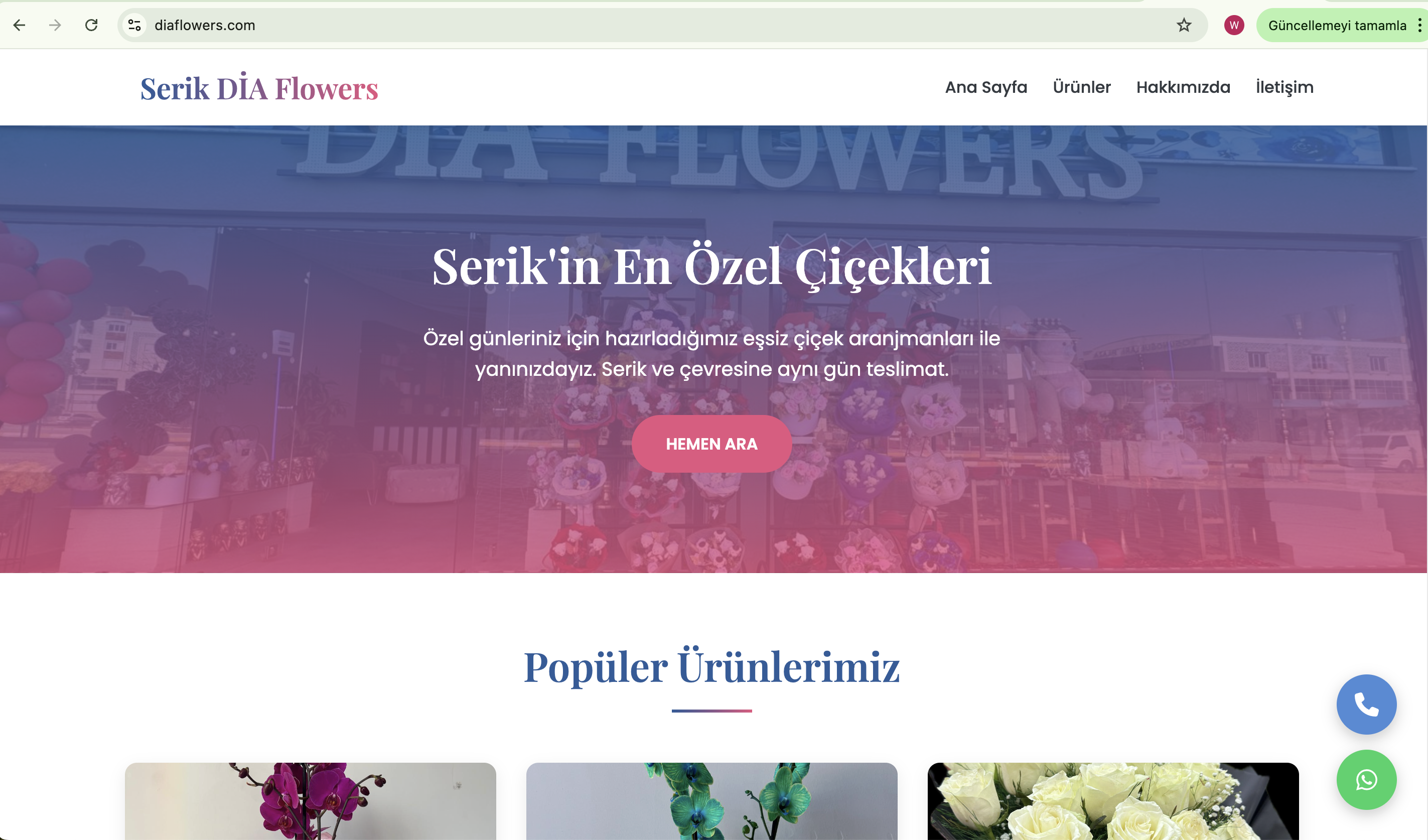 Diaflowers Web Sitesi - Çiçekçi ve online çiçek siparişi