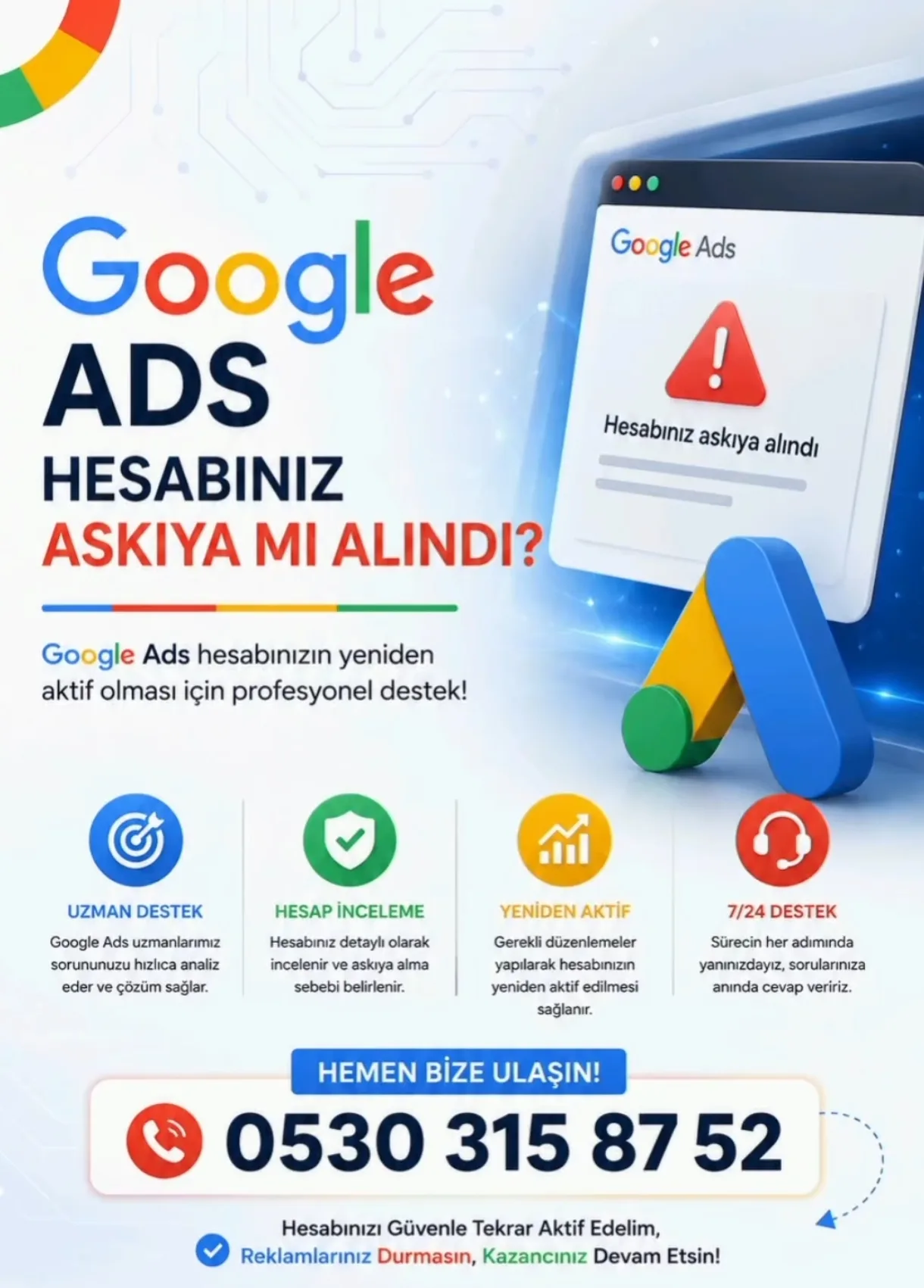 Google Ads hesabınız askıya mı alındı? Web4Medya ile profesyonel itiraz ve yeniden aktifleştirme desteği
